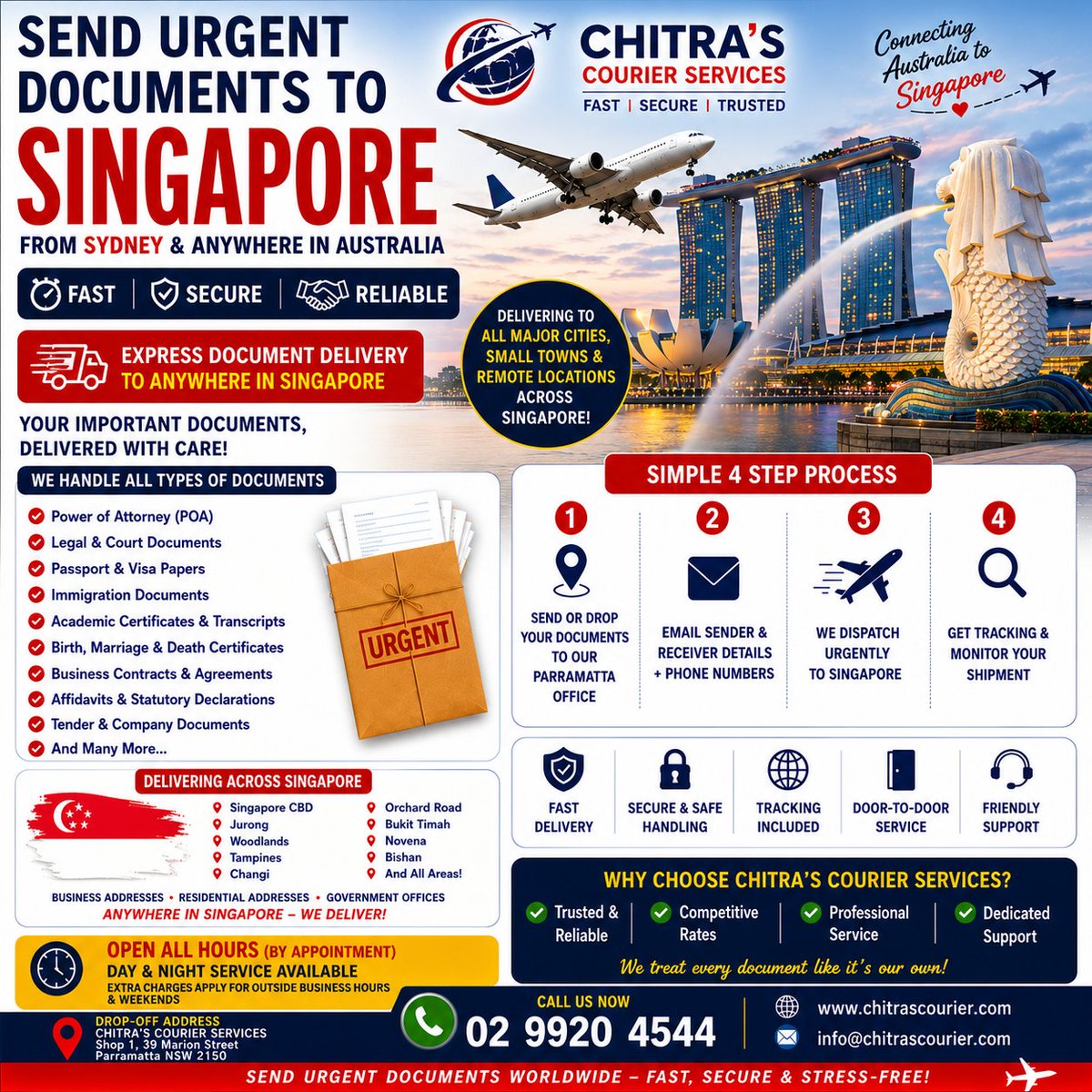 ChitrasCourier's tweet photo. Looking to Send Urgent Documents from Sydney to Singapore? Chitra’s Courier Services Can Help

Powered by Chitra's Courier Services – your trusted international document courier specialist from Sydney to Singapore and over 200+ destinations worldwide. https://t.co/i6bR28kq0R