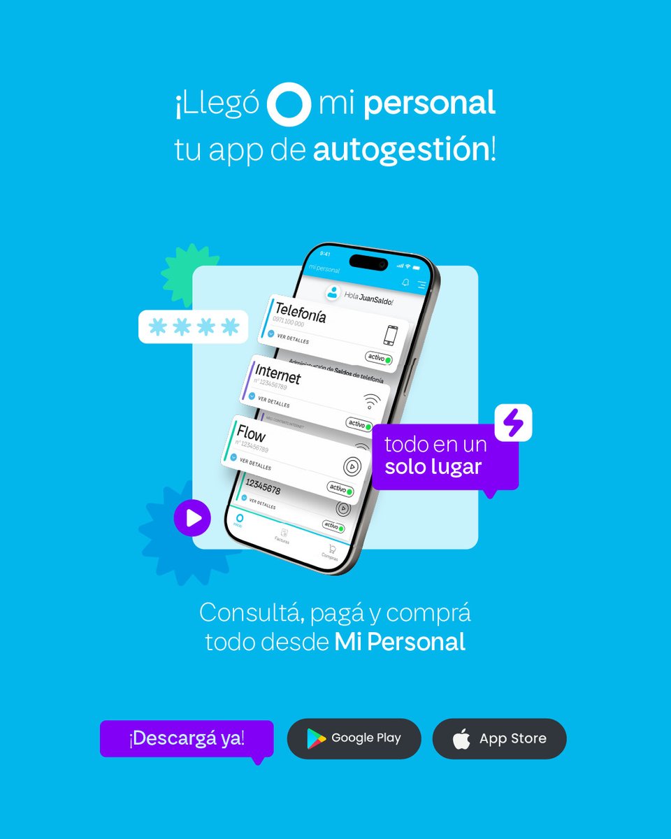 personalpy's tweet photo. Con mi personal podés pagar facturas, revisar servicios y contratar planes sin moverte de tu casa 📲✨ https://t.co/BL5OKgwHn9