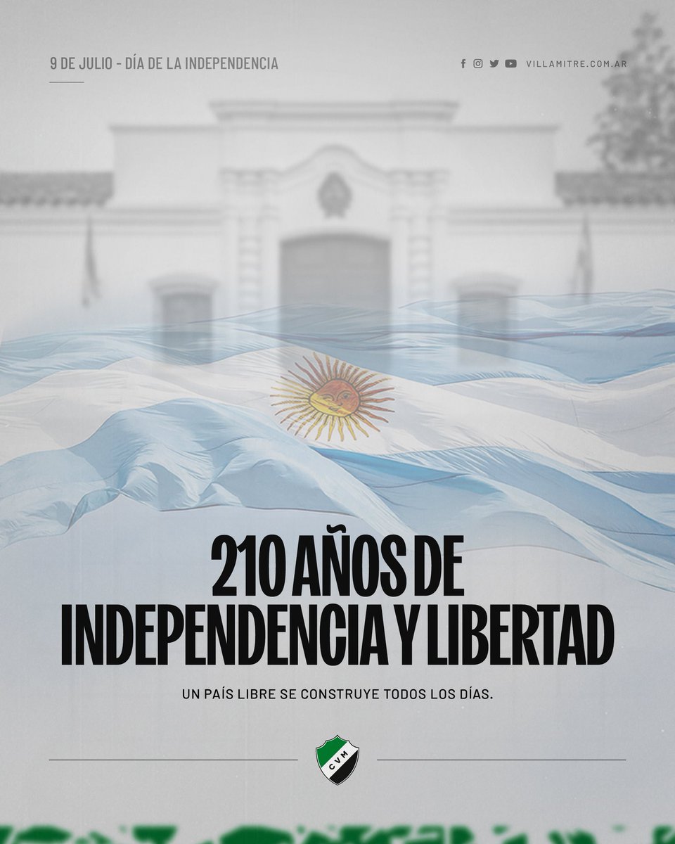 VillaMitreBB's tweet photo. Sigamos defendiendo nuestro derecho a construir una Patria libre y soberana ✊🏻

Por los que dejaron la vida por nuestro país, y las generaciones de argentinos que vendrán. 

9 de Julio - Día de la Independencia 🇦🇷

#ElClubDeLaCiudad 🇦🇪 https://t.co/0uCFoaJHWG