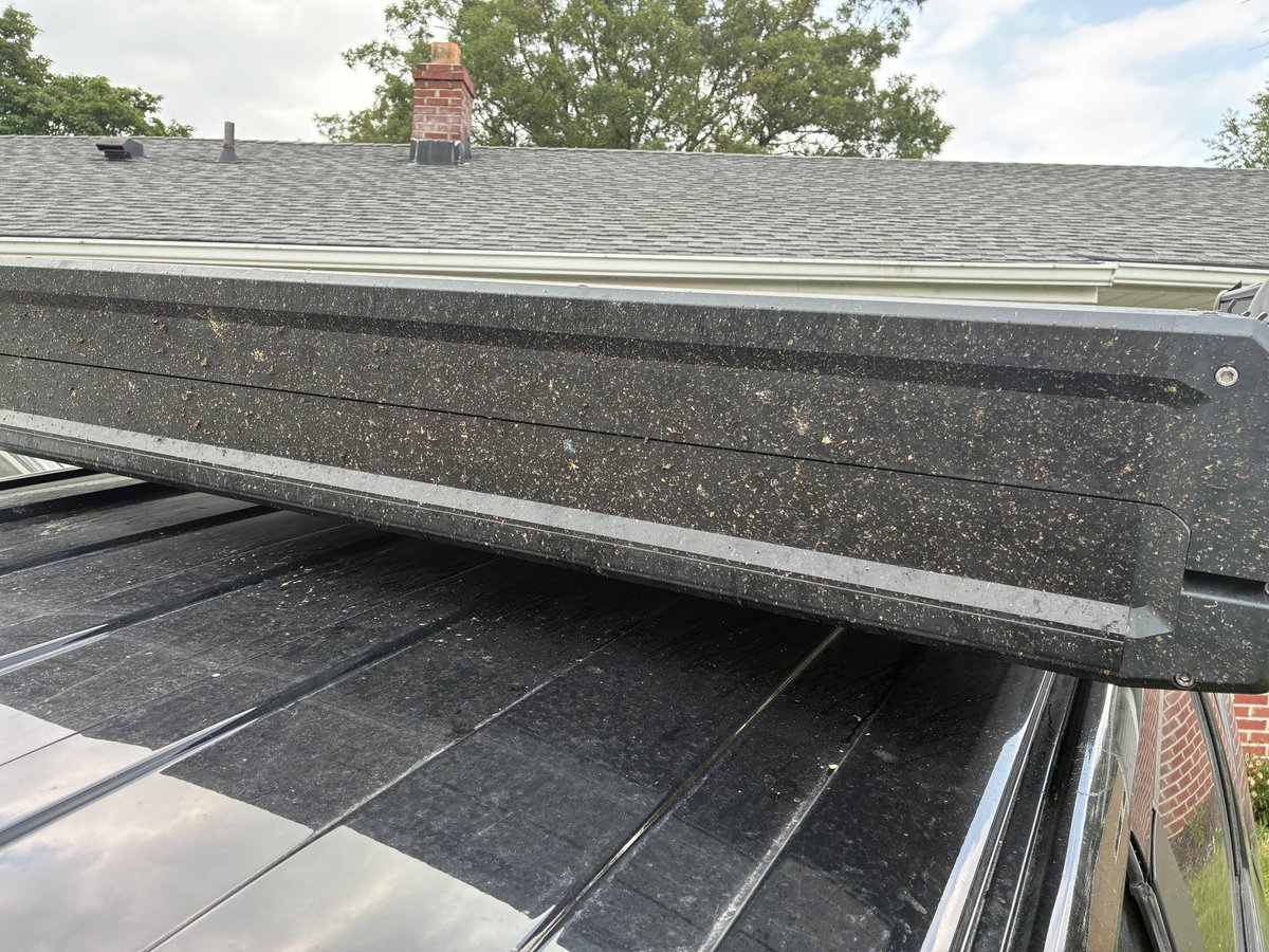 mrdeplorable's tweet photo. @ZitoSalena This is the leading edge of my rooftop tent Maryland to Colorado and back.  I’ve found Mother’s Bug and Tar Remover to be the best choice. https://t.co/o8dhtWMHyX