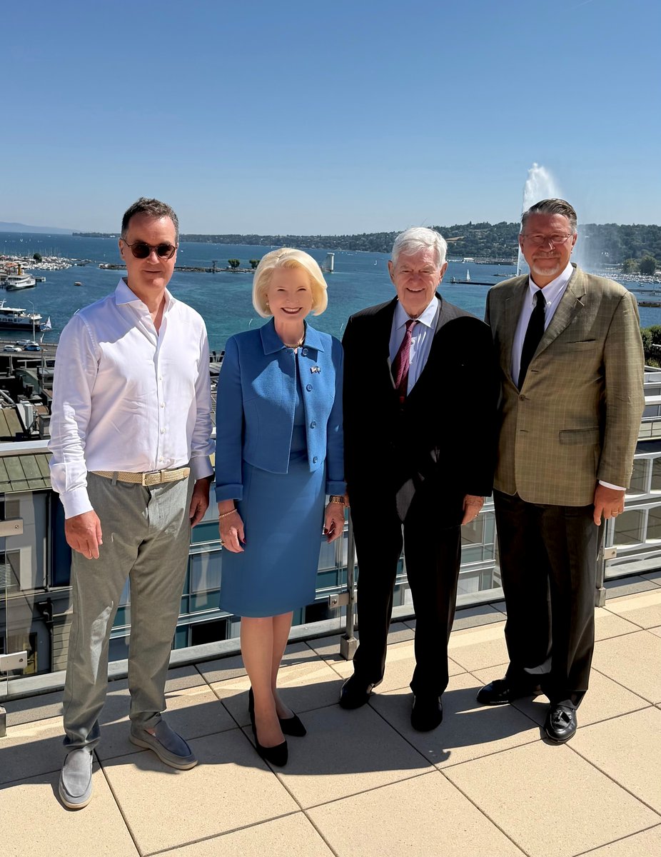 USEmbassyBern's tweet photo. Ambassador Gingrich and Speaker Gingrich were delighted to visit Mercuria Energy in Geneva to discuss the company’s significant investments and operations in the United States and our shared commitment to strengthening the U.S.-Swiss economic partnership. 🇺🇸🇨🇭 https://t.co/VRyRbZO1K9
