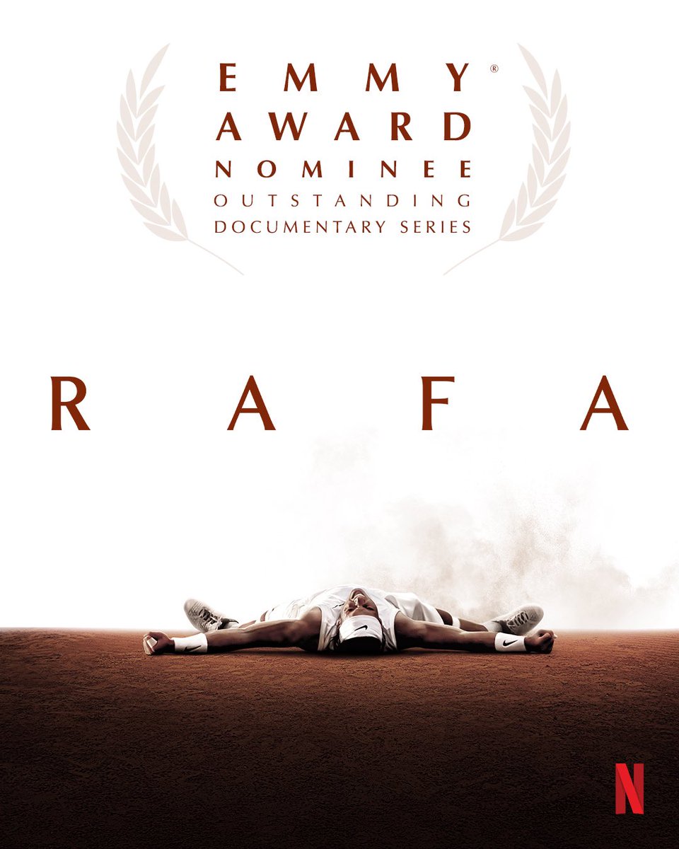 RafaelNadal's tweet photo. Honoured and grateful for @TheEmmys nomination for RAFA. 

This documentary tells a very personal part of my journey, and none of it would have been possible without everyone who was part of it.

Thank you to the National Academy of Television Arts & Sciences, to @netflix, Skydance, and to the entire team behind this project. This nomination belongs to all of you 👏🏻