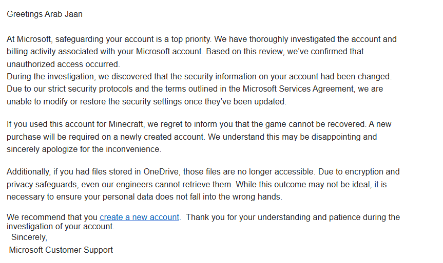 arab_085's tweet photo. So @Microsoft just confirmed that my account has been compromised, and they're telling me to create a new one. I had my old pics and family pics in my OneDrive account, and games on my Xbox account; now they're all gone just like that @Office @MicrosoftHelps @XBOX @XBOXSupport https://t.co/rf5508dr6l