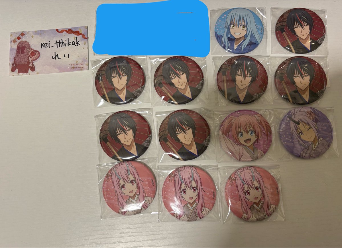 rei_trhikak's tweet photo. 転生したらスライムだった件 転スラ
缶バッジ 【交換/譲渡】

譲:👑リムル 👑ディアブロ ミリム シュナ 
　シオン
求:3枚目>>異種ベニマル 
     定価+送料

⁂交換は3枚目の優先
⁂SDは単体譲渡可能
⁂👑はシュナを同数含む方優先
⁂譲渡の際等身はSD同数お迎え必須
⁂無印は単体譲渡可能
→ https://t.co/EC1o5nc40t