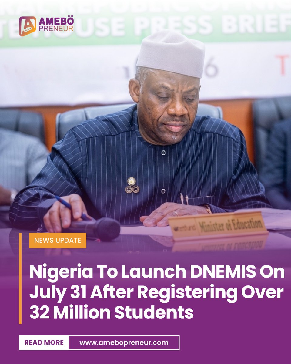 amebopreneur's tweet photo. Nigeria is about to make one of its biggest digital moves in education.
Read the full story on Amebopreneur: https://t.co/lFE0QUJU1C
@UNICEF_Nigeria
#DNEMIS #Education #DigitalTransformation #NigeriaEducation #GovTech #Innovation #DigitalNigeria #EducationReform #Amebopreneur https://t.co/f6CYlNX33g