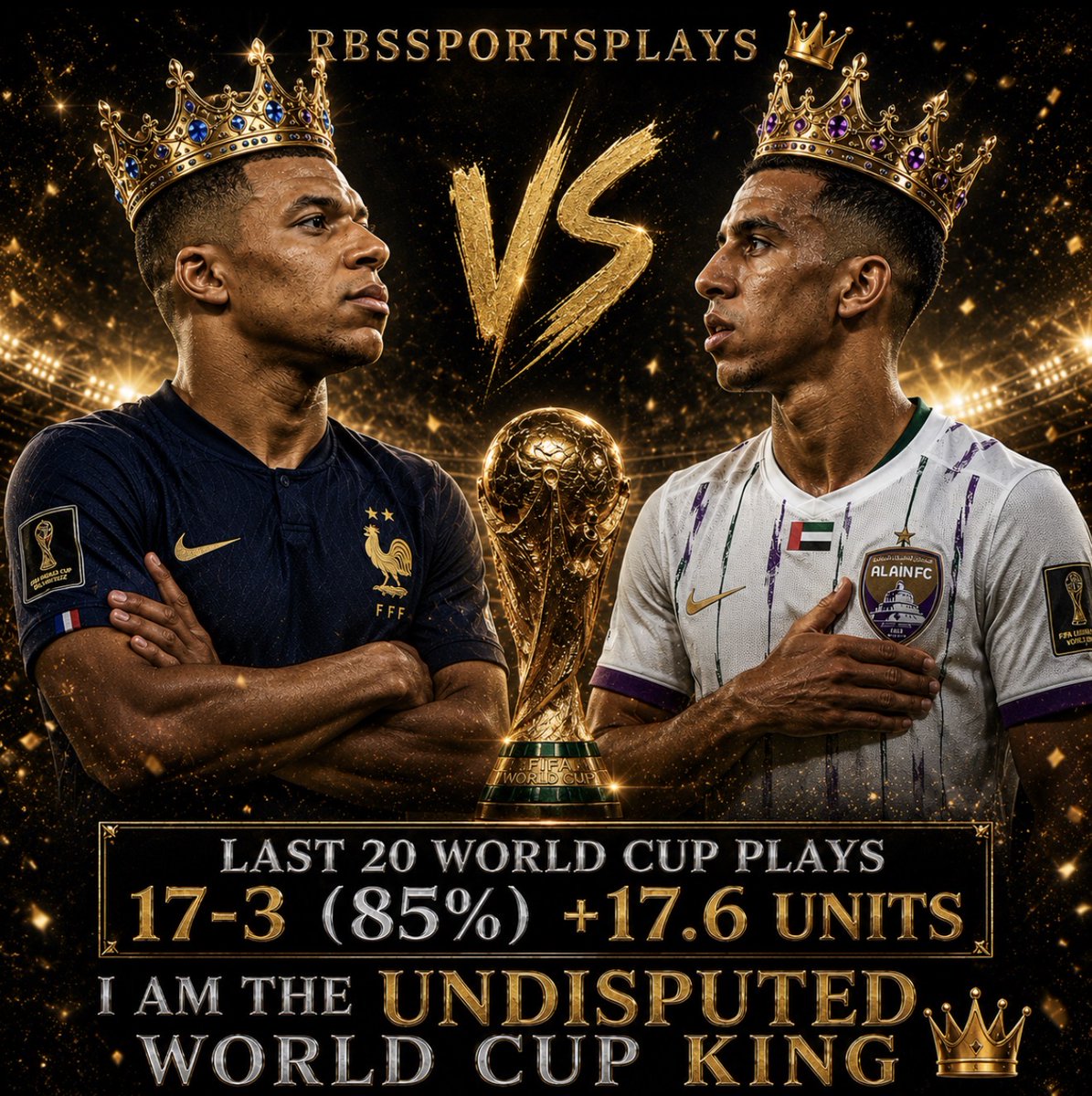 RBsSportsPlays's tweet photo. World Cup ⚽️ BANGER #Gambling𝕏

My 𝗕𝗼𝘁 will send it to everyone who 𝗟𝗜𝗞𝗘𝗦.

Last 20 World Cup Plays 17-3 (85%) +17.6 Units

Must be 𝗙𝗼𝗹𝗹𝗼���𝗶𝗻𝗴 @RBsSportsPlays https://t.co/pTNTLTMluM