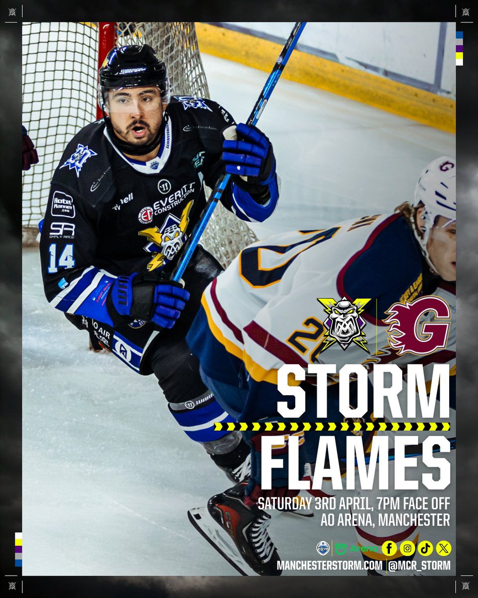 Mcr_Storm's tweet photo. 😍 𝗛𝗢𝗠𝗘 𝗗𝗢𝗨𝗕𝗟𝗘 𝗛𝗘𝗔𝗗𝗘𝗥 𝗧𝗢 𝗙𝗜𝗡𝗜𝗦𝗛 𝗧𝗛𝗘 𝟮𝟲/𝟮𝟳 𝗦𝗘𝗔𝗦𝗢𝗡

🗓️ Saturday 3rd April 2027
🆚 @flamesicehockey 
⏰ Face-off: 7:00pm
🚪 Doors: 5:30pm
📍 @AOArena 

🗓️ Sunday 4th April 2027
🆚 @PanthersIHC 
⏰ Face-off: 6:00pm
🚪 Doors: 4:30pm
📍 @AOArena 

*Full Fixture List Release Tomorrow at 10am 👀 

#Homecoming