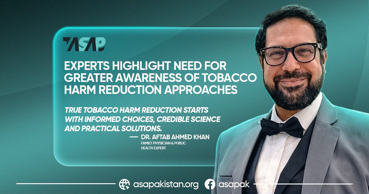 QuitSmokesASAP's tweet photo. The most important public health conversations are often the ones we don't have enough.
Dr. Aftab Ahmed Khan, a family physician and a public health expert quotes why evidence, awareness, and informed choices matter in advancing tobacco harm reduction.
https://t.co/EpHRUIq4Qp

#ExpertVoices #TobaccoHarmReduction #PublicHealth #ASAPakistan