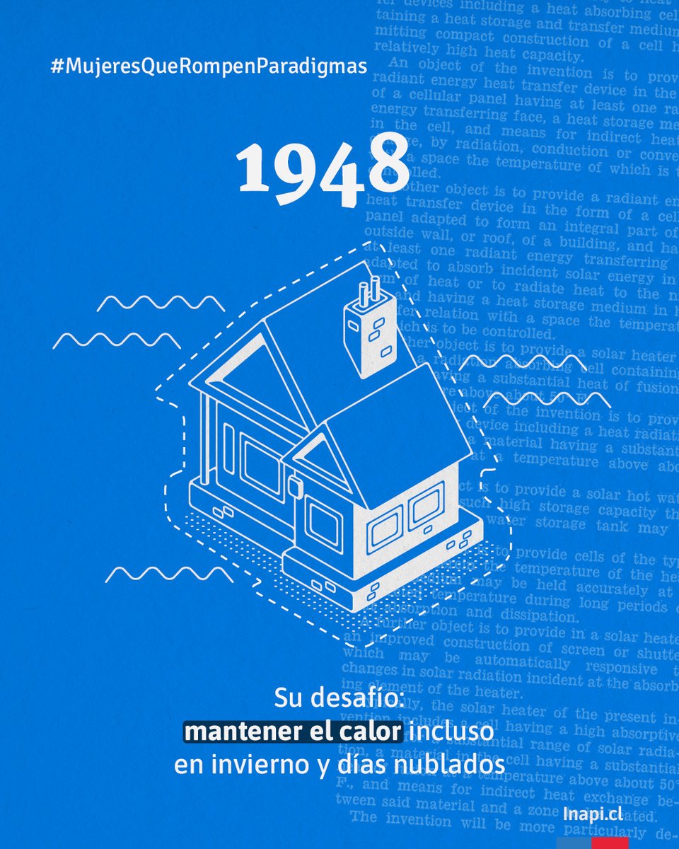 inapichile's tweet photo. ¿Sabías que la primera casa calentada completamente con energía solar fue creada en 1948 por una mujer?

Descubre más historias de “Inventoras que rompieron paradigmas”, una publicación de INAPI que reúne a mujeres que transformaron nuestra vida cotidiana:
https://t.co/XyNBDRw6XM https://t.co/M0S657vrFb