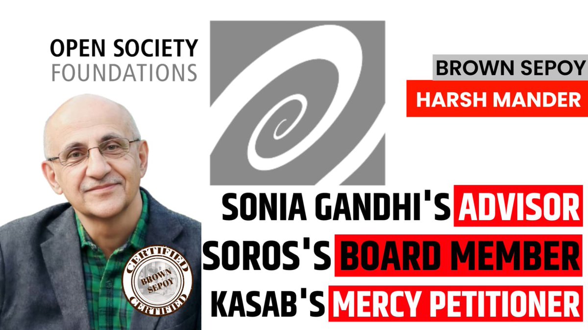 BrownSepoys's tweet photo. Brown Sepoy of the day is 
“Harsh Mander”.

🧵 Former IAS officer. Sonia Gandhi's NAC member. George Soros's Open Society Foundation advisory board. Signed mercy petitions for Ajmal Kasab, Yakub Memon, and Afzal Guru. CBI has raided him. His NGO's FCRA licence is suspended. https://t.co/57yLOYk607
