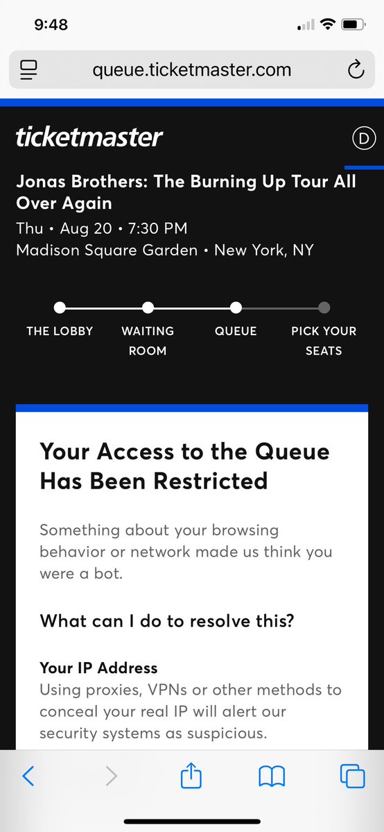 devonlanexo's tweet photo. Not me and my sister not even being allowed to get Jonas brother tickets cause ticketmaster thinks we’re bots🤗 @Ticketmaster @TMFanSupport https://t.co/id7fJJam8M