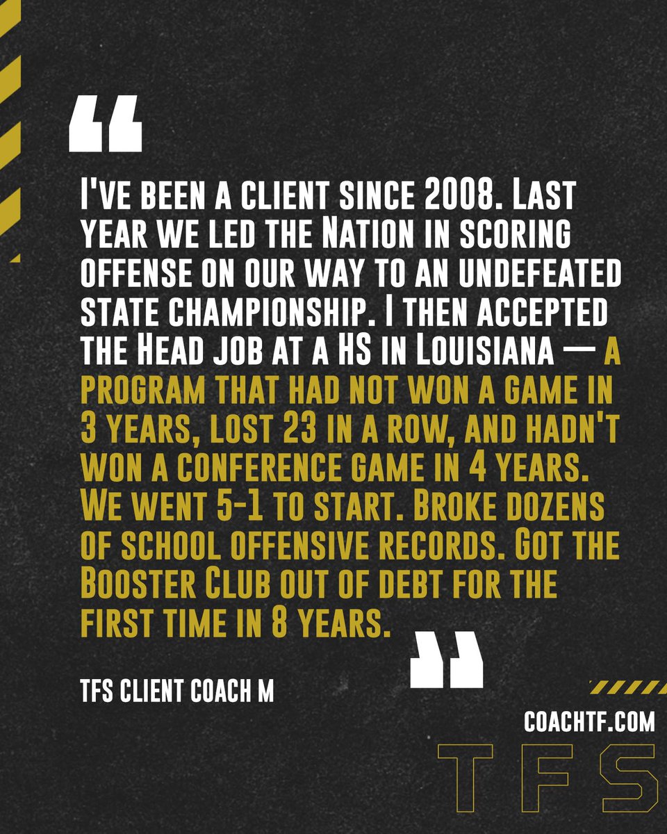 coachtf_365's tweet photo. Real problems, real solutions, life changing results.

Ready to start? Learn more about the Tony Franklin System at https://t.co/vvJpHfP9dS
#footballcoach #qb #qbcoach #footballprogram #footballsystem https://t.co/jdOLUKUWUR