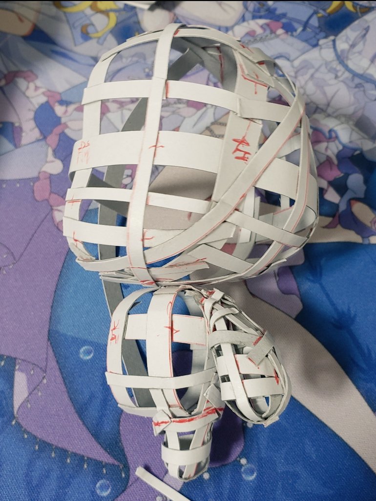 golem_udon's tweet photo. 参考にならなそうな制作過程も一応
髪の毛も同じ感じで作ってます https://t.co/oZkfiOQ21A