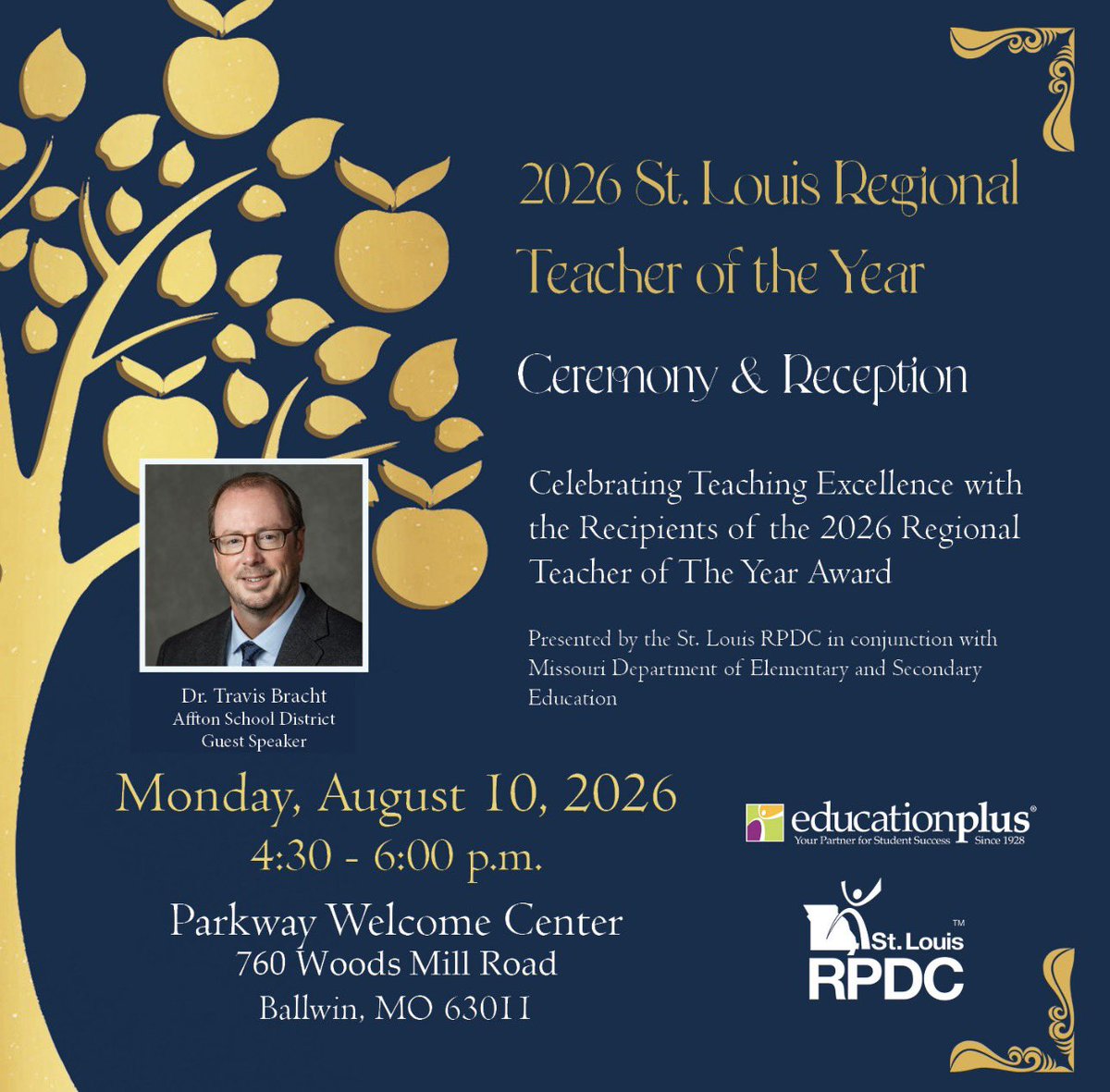 TedHiff's tweet photo. On August 10th we will celebrate our 10 @StLouisRPDC Regional Teachers of the Year! @drsefrit @BaylessSchools @AmyRuzicka @ThatsPCS @LadueSchools @ClaytonSchools @ClaytonSupt @rockwoodschools @RockwoodSupt @kwoodschools @ValleyParkSD @tdilg @SDofWashington https://t.co/2L7g6kMyOY