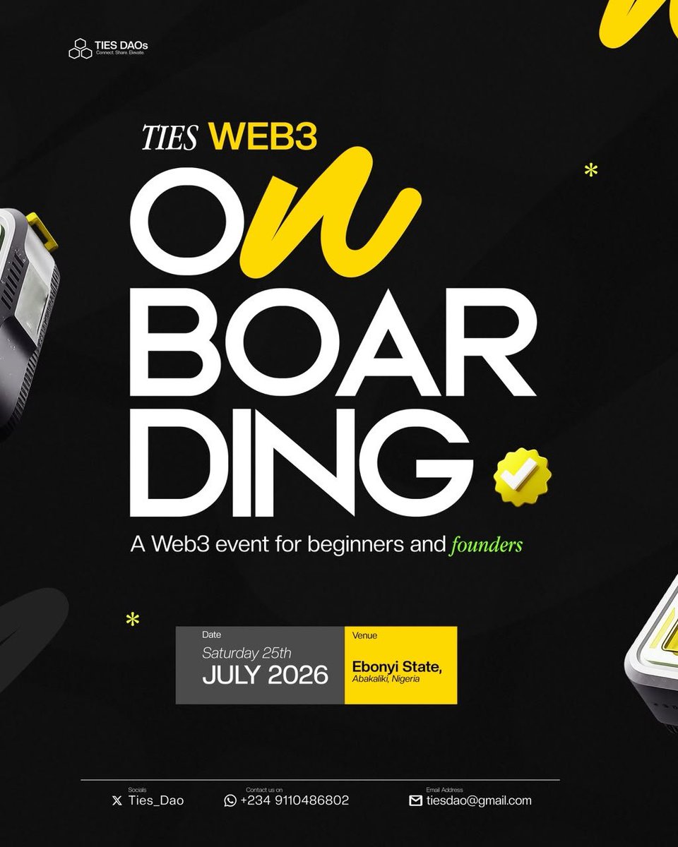 GeorgeLeon24's tweet photo. Ready to take your first step into the world of Web3? 
Whether you're a beginner looking to learn or a founder building the next big thing, TIES Web3 Onboarding is the place to be!
Connect with like-minded innovators, gain valuable insights, 
@TIES_DAO
#tiesevent2026 https://t.co/AVJiFN8b4M
