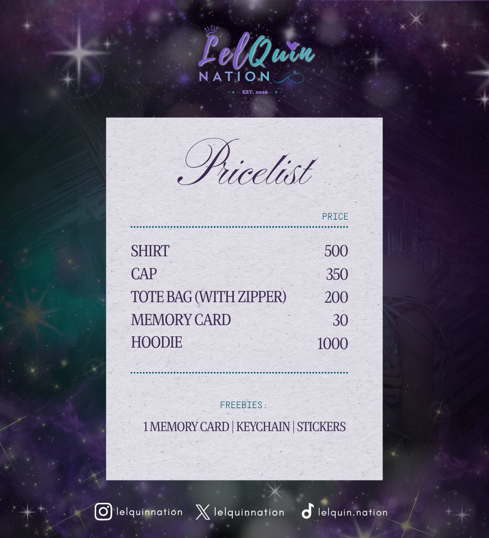 lelquinnation's tweet photo. 💜🩵 LELQUIN NATION MERCH IS HERE! 💜🩵

Show your love for Lella & Joaquin with merch made for every LelQuin supporter. ✨

🛍️ Order yours now and be part of the nation!
📦 Limited stocks available.
Every purchase means so much—thank you for supporting! 🫶

Order Form: https://t.co/Vs2vKqIEzU

#LelQuin