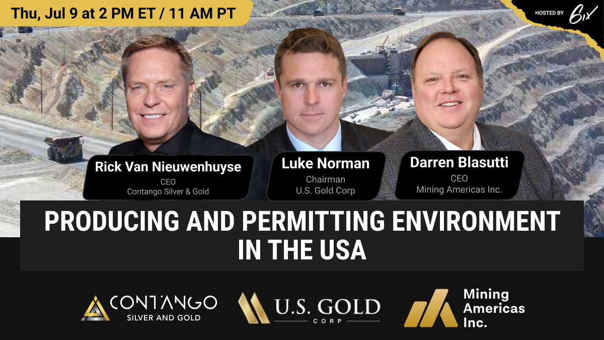 Mining_Americas's tweet photo. Panel Discussion Today 📺 – @Mining_Americas CEO Darren Blasutti will take part in a discussion with other US-focused gold mining companies. Learn about permitting timelines, production advantages to a pro-mining jurisdiction and more.
Register here: https://t.co/akFZ0qH4pU https://t.co/HxIroXnolL