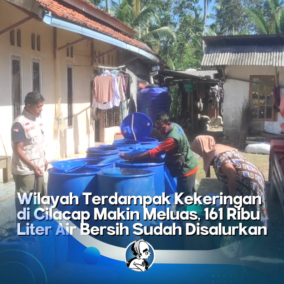 radarmasnetwork's tweet photo. Kabupaten Cilacap tengah menghadapi krisis air bersih akibat musim kemarau. BPBD telah menyalurkan 161.000 liter air ke 1.600 KK di 7 kecamatan. Bantuan terus dilakukan sesuai kebutuhan. #Kekeringan #Cilacap #AirBersih https://t.co/DQkm6wol7O
