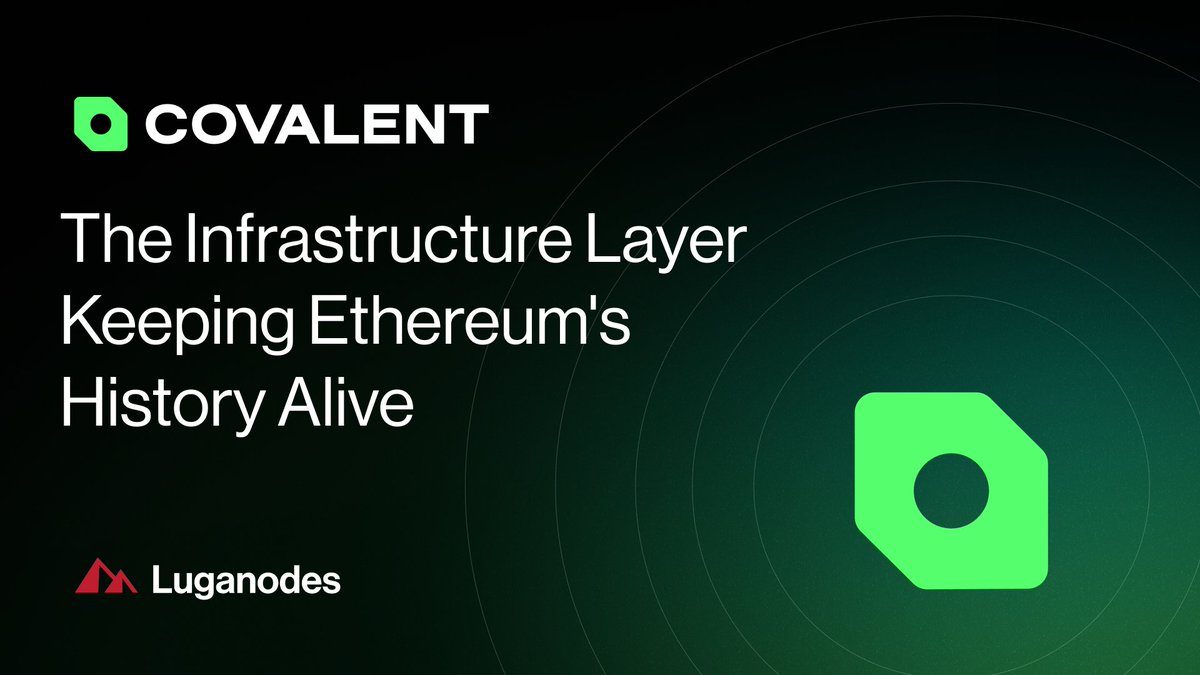 luganodes's tweet photo. 1/
@Covalent_HQ is building the infrastructure layer that preserves Ethereum's full history as the protocol offloads it. One year ago, EIP-4444 made that role official. Here is how it works at scale. 🧵👇 https://t.co/wbybAqjDPT