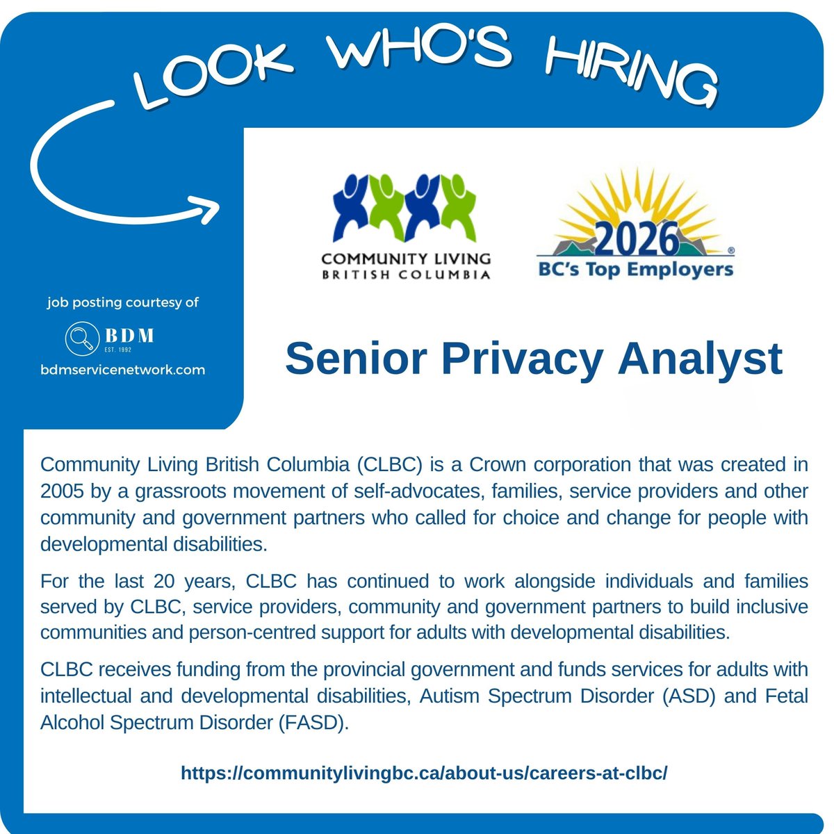 jobsfrombdm's tweet photo. π #JobAlert π¨π¦
Senior Privacy Analyst π
π Vancouver, BC
β Community Living British Columbia
π For job description and to apply, visit π https://t.co/YYNOtnvBgE
#BCJobs #VancouverJobs #JobsInBC #SeniorPrivacyAnalyst #PrivacyAnalyst #PrivacyJobs #DataPrivacy #InformationPrivacy #PrivacyCompliance #FIPPA #FOI #AccessToInformation #InformationManagement #RecordsManagement #PrivacyImpactAssessment #DataProtection #PublicSectorJobs #OpportunityAlert #Hiring #HiringAlert #Jobs #Careers #HiringNow #NowHiring