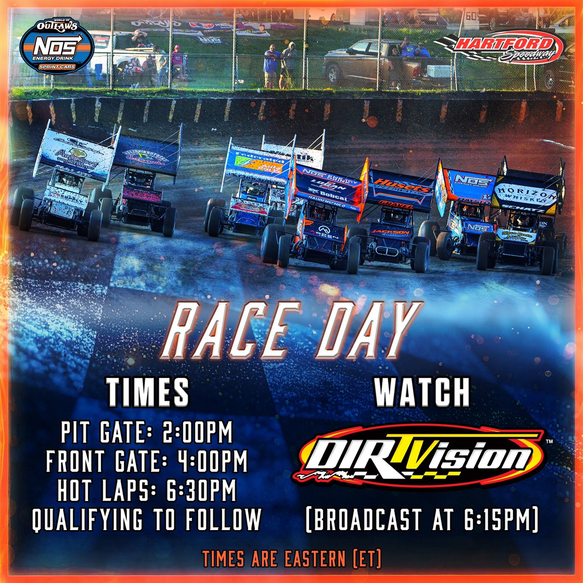 WorldofOutlaws's tweet photo. 11 days off was plenty, let’s get back to racing Sprint Cars 😎

@HartfordSpdway brings The Greatest Show on Dirt back to Michigan for the first time in seven years tonight and kicks off a stretch of 13 races in 24 days! https://t.co/j5w8nLII6q