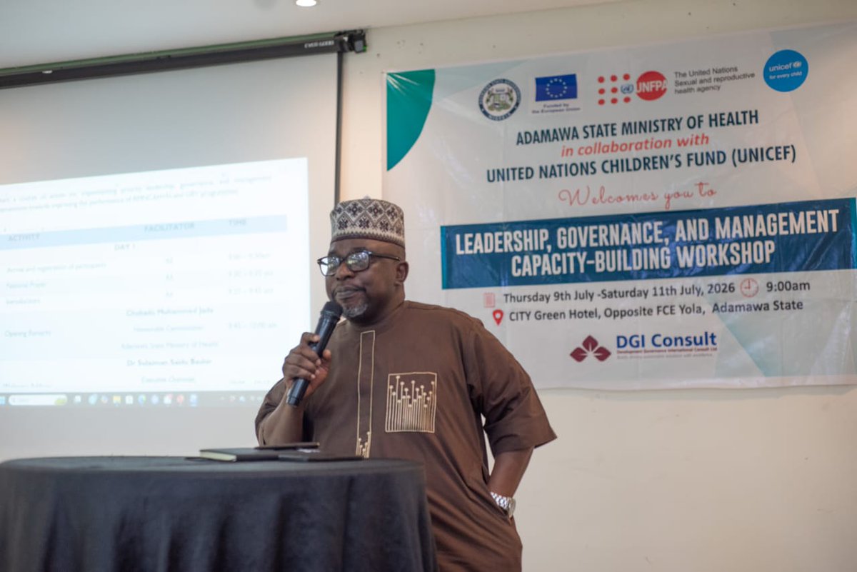 dgiconsult's tweet photo. We are in Adamawa State for a 3-day Technical Competency and Leadership Training focused on enhancing leadership, governance, and management capacities to strengthen RMNCAH+N and GBV programme implementation.

#RMNCAH #HealthSystems #Leadership #Governance #Adamawa #EUSARAH https://t.co/Y3VpxxpURl