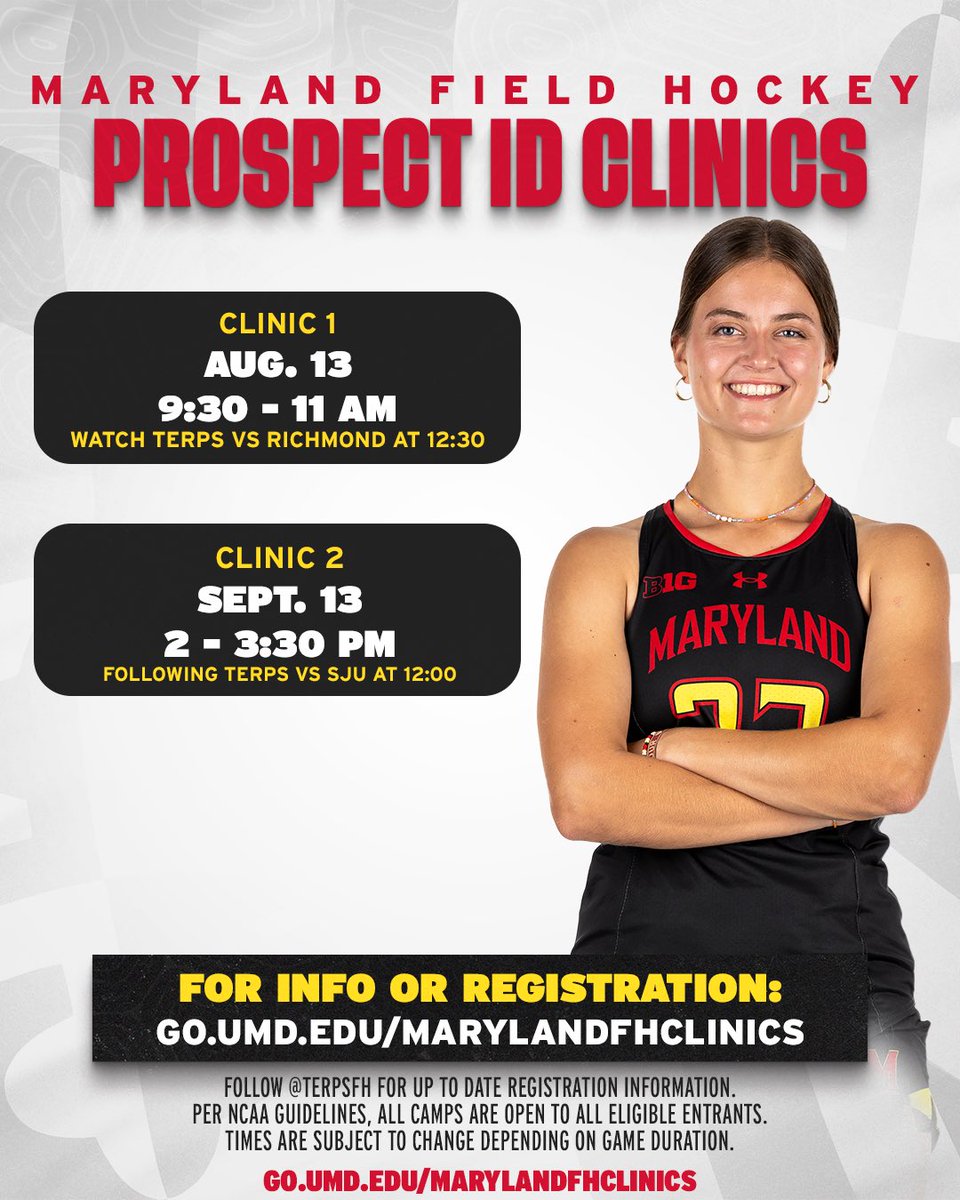 TerpsFH's tweet photo. Come join us for our two Fall Prospect ID Camps in College Park this season! 🏑🐢

🔗 https://t.co/Gc7DLQQfJu https://t.co/PzAJ8Bn5nT