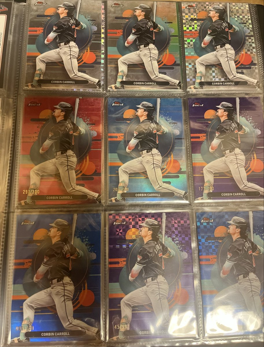 k_treca's tweet photo. 今2026のfinestで盛り上がっていますが、

🌈Corbin Carroll 2025 Topps Finest uncommon Rainbow🌈
少しずつ集めてここまで揃いました😊

あとはGoldとOrange!などを気長に探していきます💪お持ちの方メルカリの出品お待ちしてます…🥺

#ToppsFinest #CorbinCarroll https://t.co/05VEm6DrCg