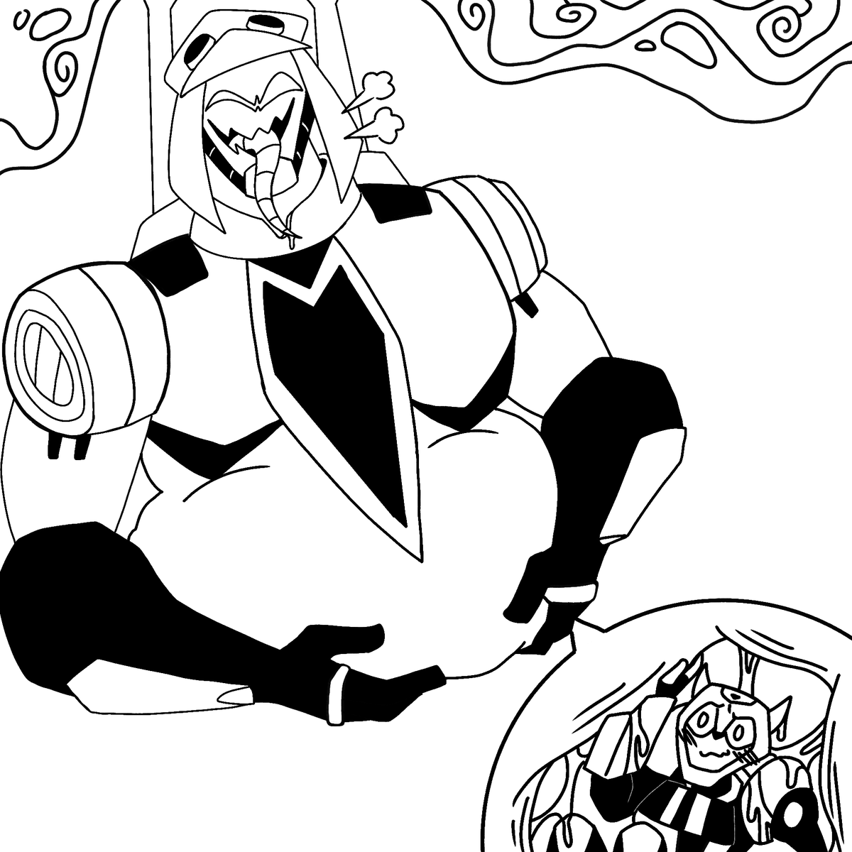 bumble_bitchhh's tweet photo. Lazy vore sketch, felt like drawing bee being surprise nommed by blitz  >:3
 #TFA #TransformersAnimated #Blitzwing #BlitzBee #Valveplug #Bumblebee https://t.co/32V7YllioC