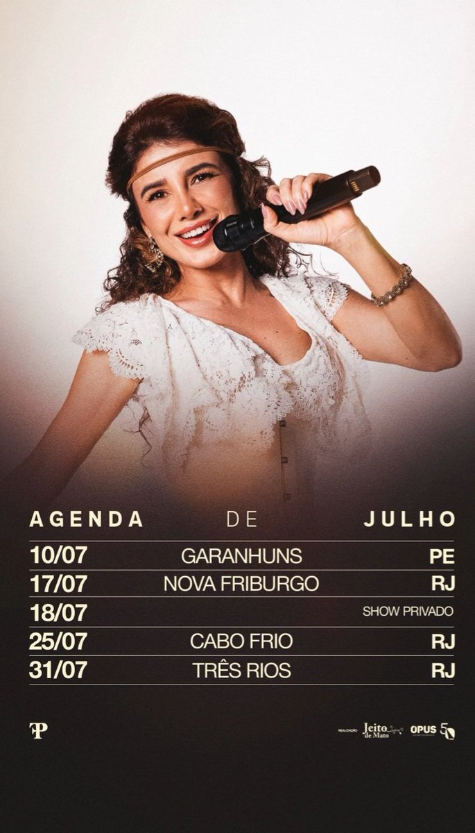 TeusEncantosPF's tweet photo. Agenda de Julho disponível, quem vai encontrar com ela, em algum desses shows?!🥰💃❤️ #agenda #julho #shows #paulafernandes https://t.co/QbYqLBNGEQ
