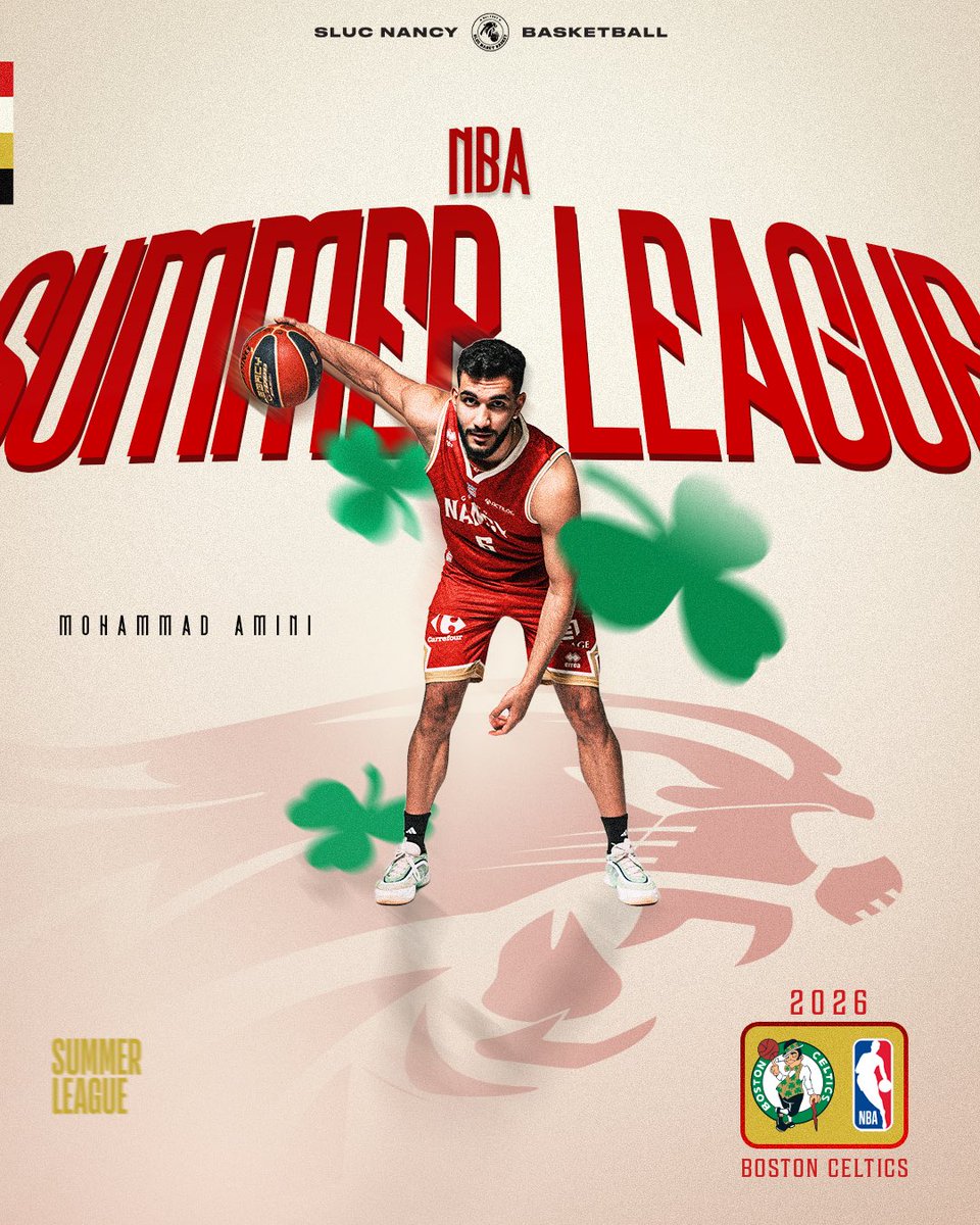 SLUCbasketNancy's tweet photo. 𝙐𝙣𝙚 𝙣𝙤𝙪𝙫𝙚𝙡𝙡𝙚 𝙚́𝙩𝙖𝙥𝙚 𝙥𝙤𝙪𝙧 𝙈𝙤 👊
Mohammad Amini s’est envolé pour Las Vegas afin de disputer la NBA Summer League avec les Boston Celtics ☘️🇺🇸
Une belle opportunité pour poursuivre sa progression !
Il représentera Nancy avec son numéro 5️⃣4️⃣🔥
#GoSLUC https://t.co/wx7NKbxeey