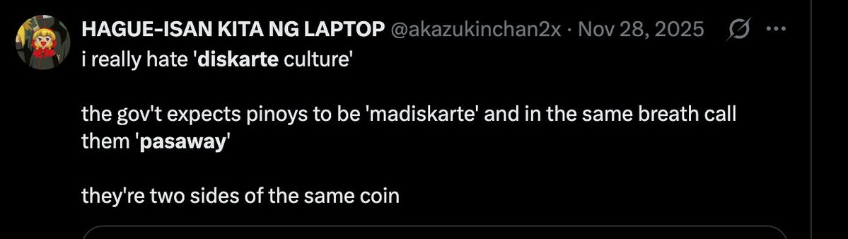 akazukinchan2x's tweet photo. and when diskarte is weaponized against us, we're called pasaway https://t.co/ccEm4dIhIk