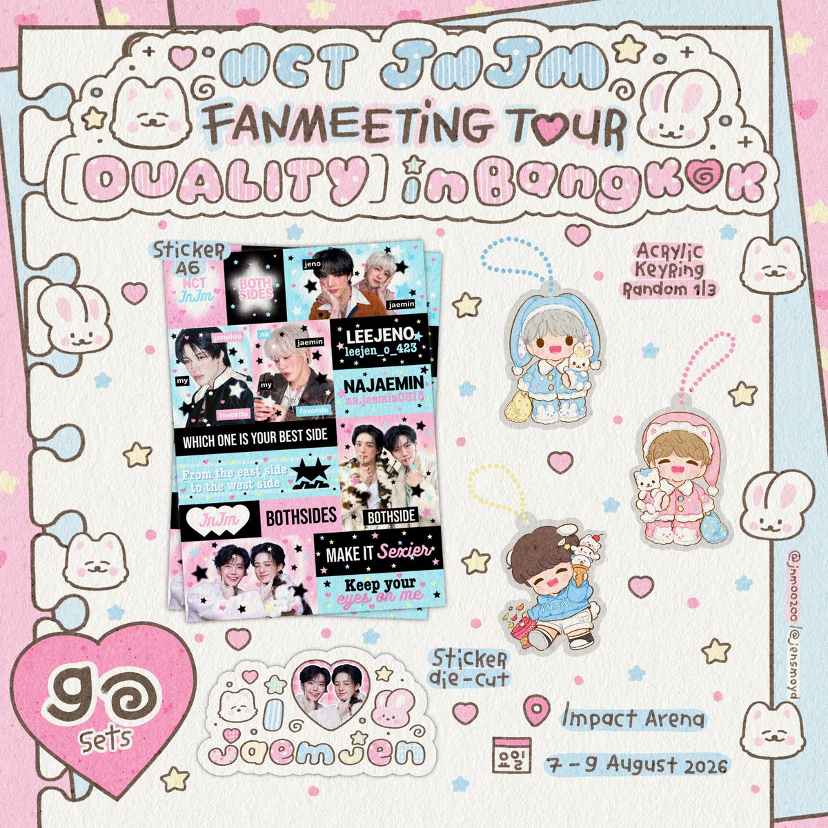 jensmoyd's tweet photo. 𝗸𝗶𝗻𝗱𝗹𝘆 𝗿𝘁 (｡> ᴗ ☆｡) ‧₊˚

𝗴𝗶𝘃𝗲𝗮𝘄𝗮𝘆 𝗡𝗖𝗧 𝗝𝗡𝗝𝗠 𝗳𝗮𝗻𝗺𝗲𝗲𝘁𝗶𝗻𝗴 ☆⸝⸝⋆

𐙚 𝗼𝗻𝗹𝘆 𝟯𝟬 𝘀𝗲𝘁𝘀 / 𝗱𝗮𝘆 𐙚

 ✩*.ﾟ𝗹𝗼𝗰𝗮𝘁𝗶𝗼𝗻 : 𝗜𝗺𝗽𝗮𝗰𝘁 𝗔𝗿𝗲𝗻𝗮
 ✩*.ﾟ𝗱𝗮𝘁𝗲 : 𝟳-𝟵 𝗔𝘂𝗴 𝟮𝟬𝟮𝟲
 ✩*.ﾟ𝘁𝗶𝗺𝗲 : 𝘁𝗯𝗮

𝗿𝘁 + 𝘀𝗵𝗼𝘄 𝘁𝗵𝗶𝘀 𝘁𝘄𝗲𝗲𝘁 ⸝⸝⋆

#NCTJNJM_FANMEETING_TOUR 
#NCTJNJM_FANMEETING_TOUR_DUALITY
