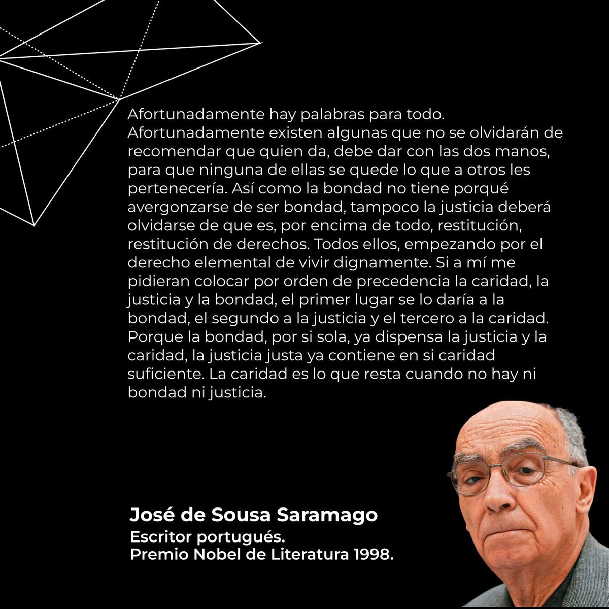 CaritoVelasquez's tweet photo. El primer lugar se lo daría a la bondad, el segundo a la justicia y el tercero a la caridad. La bondad, por si sola, ya dispensa la justicia y la caridad, la justicia justa ya contiene en si caridad suficiente. La caridad es lo que resta cuando no hay ni bondad ni justicia. https://t.co/DDJKBWfStM