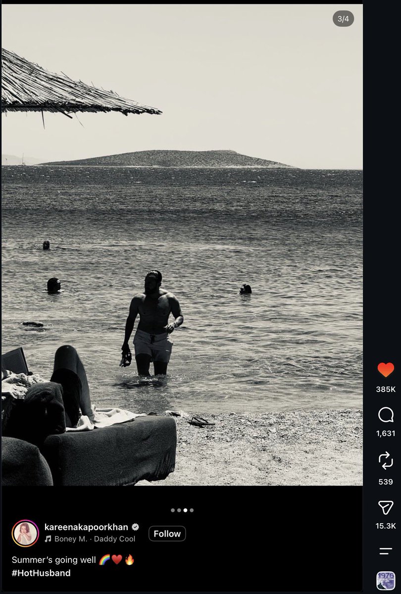 oscarpiastitty's tweet photo. Kareena Kapoor is living her best life. Posting her hot husband with a song named “DADDY COOL” in the background and “#HotHusband” in the caption. LMFAOOOO https://t.co/a90qflHLBS