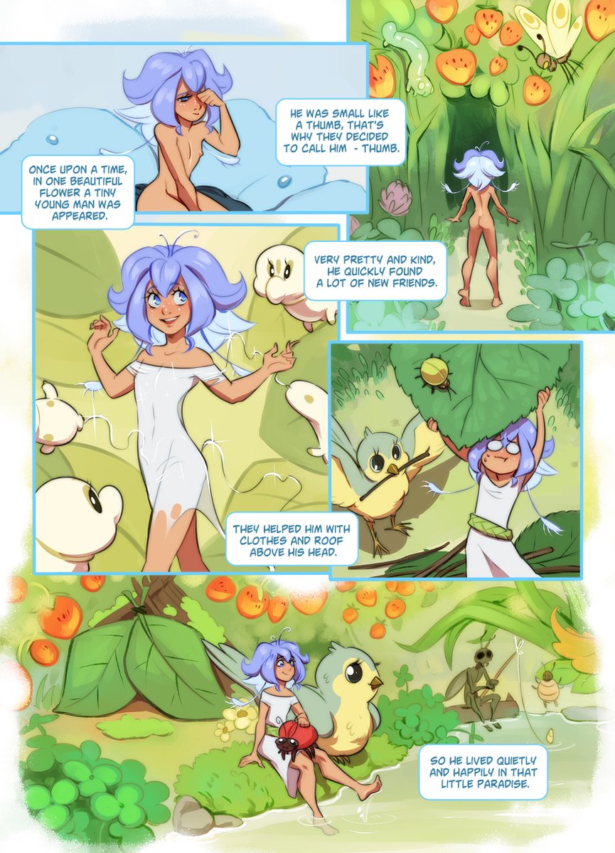 Ripushko's tweet photo. 🌺Thumb🌺 - femboy Thumbelina comic.

It's been a long time since I've shared my old comics. And this one is from 2022! I completely forgot about it😱

I'll be posting pages every day, and don't forget to retweet, comment, and like if you want me to open more closed content. https://t.co/AtF8QmlsQ4