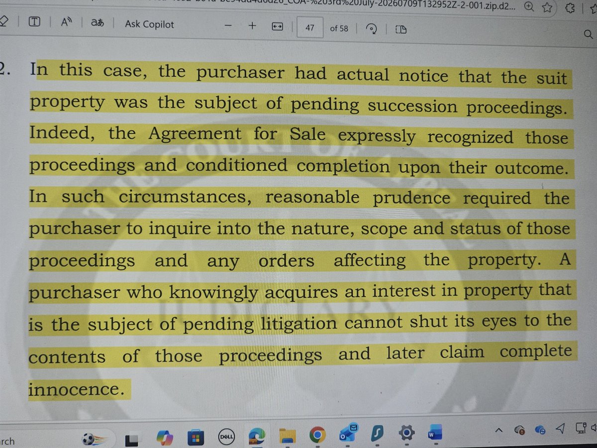 joshuamalidzo's tweet photo. #hotoffthebench
Innocent purchaser for value without notice?

'A purchaser who knowingly acquires an interest in property that is the subject of pending litigation cannot shut its eyes to the contents of those proceedings and later claim complete innocence' Court of Appeal https://t.co/Tl0mdg5brC