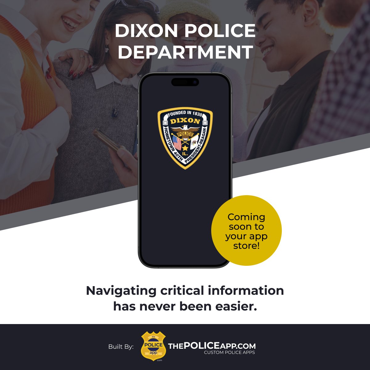DixonPolice's tweet photo. Everything DPD.

Coming soon to your app store! ⌛ https://t.co/Ln9eIXY5ih