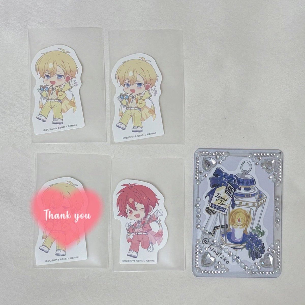 hina12ko's tweet photo. 【交換】アイナナ アイドリッシュセブン アニカフェ Luminous Palette Celebration アクスタ ステッカー

譲＊大和 環 （壮五） ナギ 陸

求＊一織

10日（夕方以降）〜12日池袋手渡し、または郵送交換。
引用元にお声がけください🌷 https://t.co/waPRmVFSny