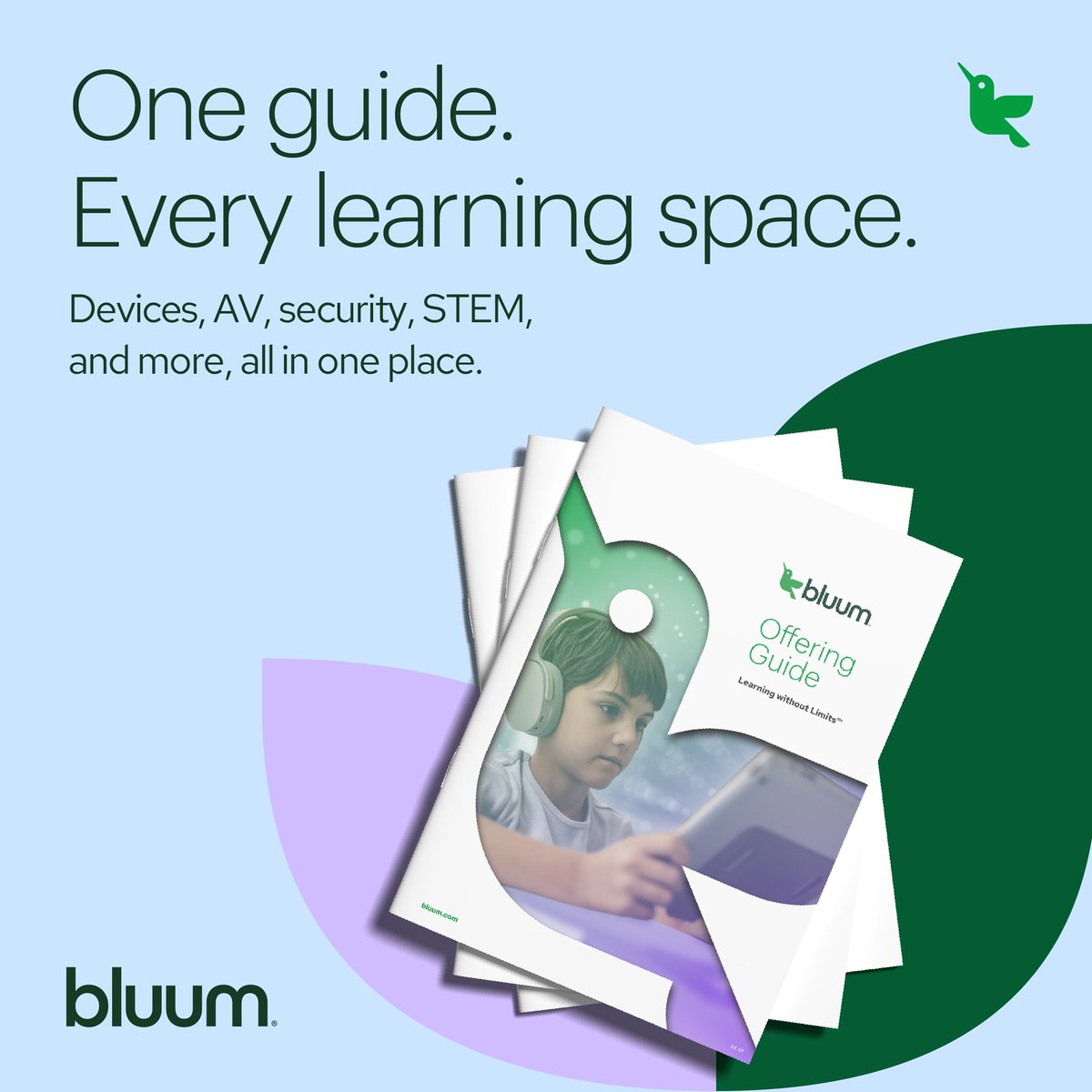 Bluum_EdTech's tweet photo. Planning your next learning space? 

Bluum's Offering Guide puts it all in one place: devices, AV, classroom audio, physical security, STEM and esports, plus the services to install and support it. 

Browse it here: https://t.co/IVLSOaVGtd  

#K12 #EdTech https://t.co/L4UeX8qjc3