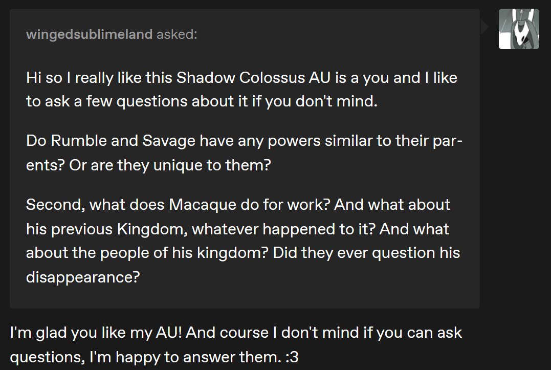 PurpleTheSheep's tweet photo. (1/3)
Keep in mind though, some of this info might change if I develop the AU more!
Also, I forgot to put that they have more advanced hearing than others
#LMKWukong #LMKMacaque #LMKSavage #LMKRumble #ShadowColossusAU #legomonkiekid #LMKart #Imkau https://t.co/dnINPR6fWO