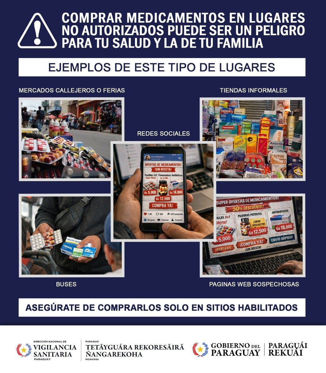 rnpy920am's tweet photo. #LaMañanaNacional Conversamos con el 🗣️ Dr. Óscar Allende, director de Vigilancia de  @DINAVISApy 
🔹DINAVISA recomienda evitar comprar y consumir medicamentos en lugares no autorizados. Negocios, redes sociales o ventas informales no garantizan calidad ni seguridad. https://t.co/POGmL2lVU5