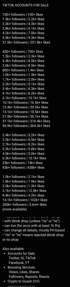 qkproofsnv's tweet photo. tiktok tt accounts for sale   

💌 for inquiries, kindly DM us. thanks!

twt wts Ifb lfs selling this can affiliate studio real active followers lf ph based looking for messi ronaldo boosting services comms social media accs can live with can add shop obsession argentina accs https://t.co/JIr7uoAmGV