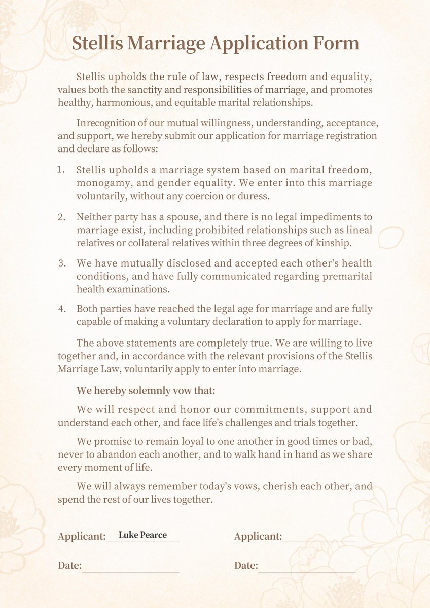 TearsofThemisEN's tweet photo. ✦ Marriage Application ✦

DAVIS has prepared the full version of the marriage application forms here. Attorneys can use them as needed!

#TearsOfThemis #ToT5thAnniv https://t.co/9TunL3076x