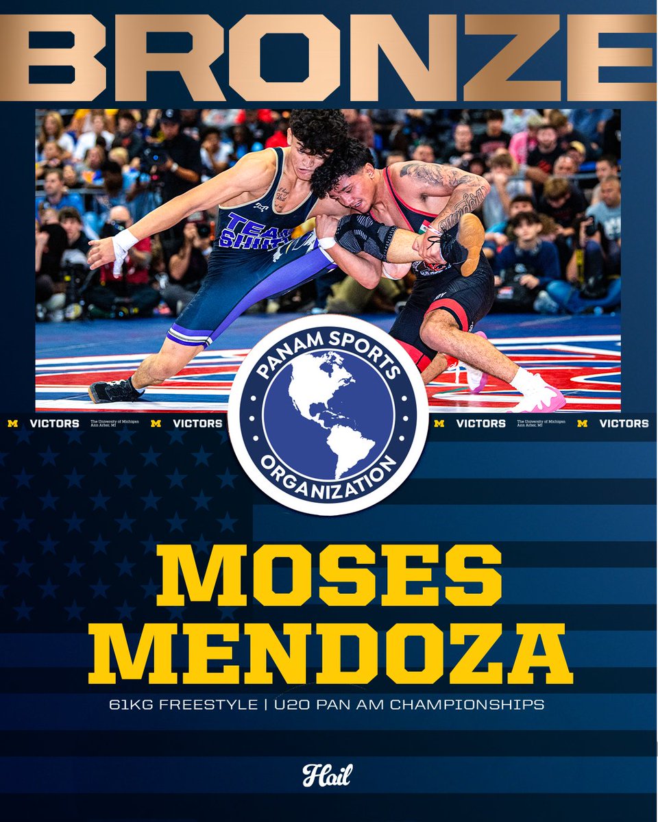 umichwrestling's tweet photo. Moses Mendoza bounced back with a dominant 13-1 tech over Ramirez Muno (COL) to claim Pan Am bronze at 61kg. Ended with a huge four-point double leg at 4:14 mark. 🥉🇲🇽

#WrestleRio x #GoBlue https://t.co/YLag3tvP9K