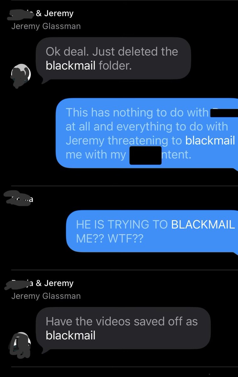 vongold_'s tweet photo. Rodney #Glassman and Jeremy (grey bubbles) publicly accused me of extortion. I believe I was falsely accused in retaliation. No criminal charges have ever been filed against me, and I have never been contacted by law enforcement regarding any criminal investigation. These messages were sent to me by the other person involved and, in my opinion, are relevant to evaluating the credibility of those accusations. People can compare those accusations with these messages, review the available evidence, and draw their own conclusions.