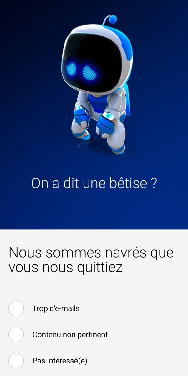 VRSinge's tweet photo. Oui. Désinscription des emails de la marque détestable. #NoCDNoPLAYSTATION @PlayStationFR @PlayStationEU https://t.co/UjetEMtURD
