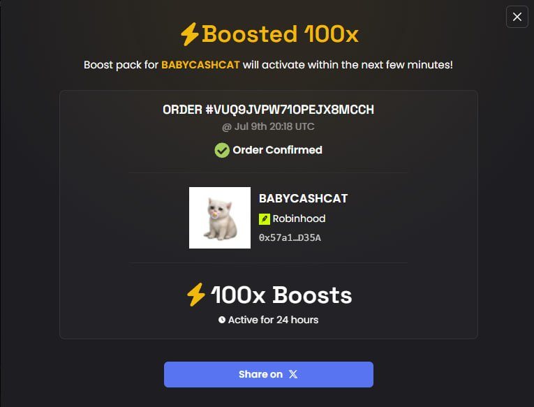 BABYCASHCATMEME's tweet photo. Just paid 100x DexScreener Boost for BABYCASHCAT!

Making out total boost 130x!

https://t.co/DynApwZ3VV https://t.co/0asQR9c1by