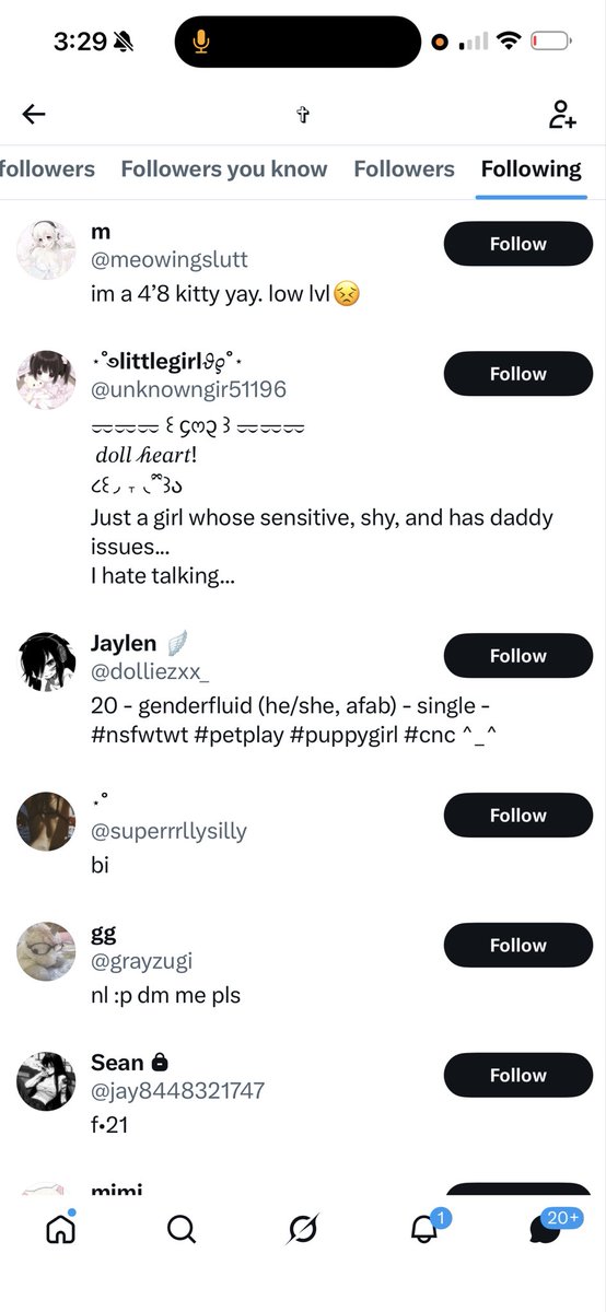 yawndera's tweet photo. this is exactly why you check peoples following, there is no reason a nsfw acc let alone a grown ass man should be following 14 yr olds ?? literal underage girls https://t.co/PGb4Vvm9vq