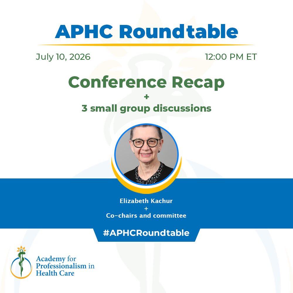 TheAPHC's tweet photo. After a conference recap, we will break out into small group discussions focusing on:
-Advocacy through the Humanities
-Teaching Advocacy: Opportunities and Challenges
-Professional Advocacy in Social Contexts: Opportunities and Boundaries

#APHC
#MedEd
#Roundtable https://t.co/gaHlq0bEPm
